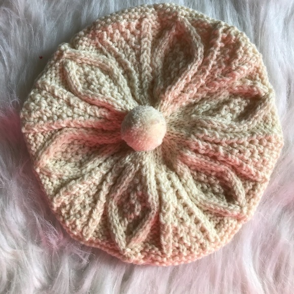 Cream Hand Knitted Wool Beret - Picture 5 of 8